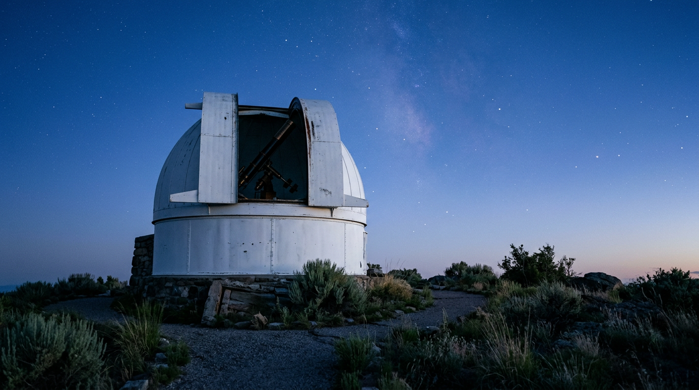 Cupola dell'osservatorio con telescopio storico sotto un cielo stellato