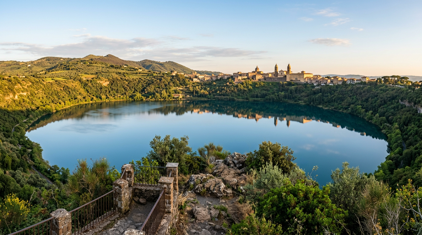 Panorama dal Belvedere del Cratere verso i campanili di Castel Gandolfo
