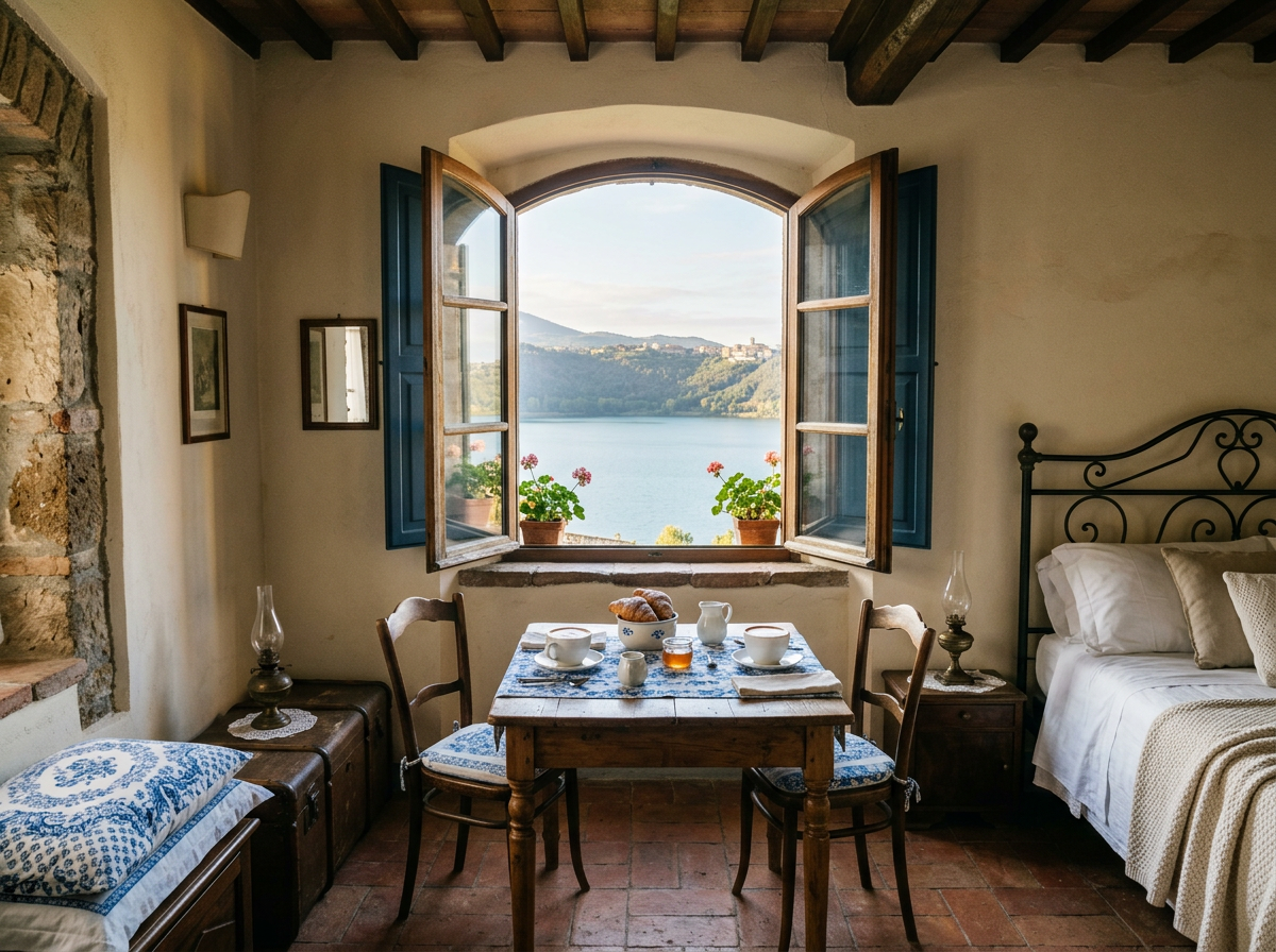 La Casa sul Lago B&B — camera con finestra sul Lago Albano