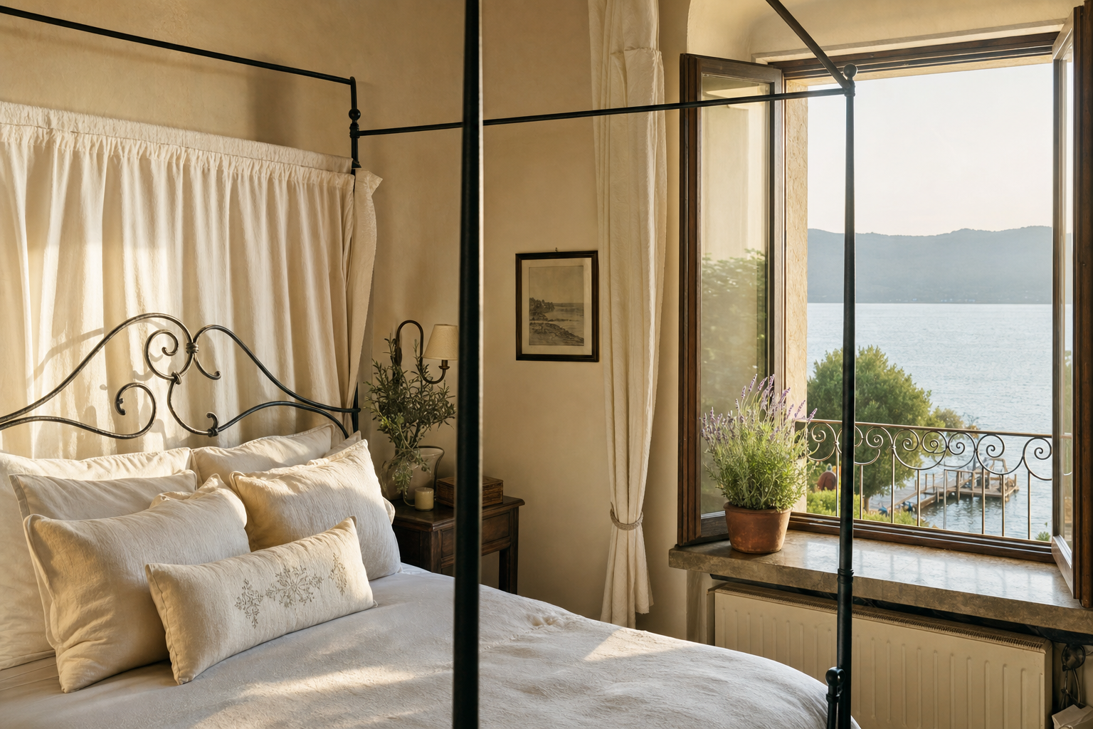 Il Nido del Falco B&B — camera con vista lago e spiaggia privata