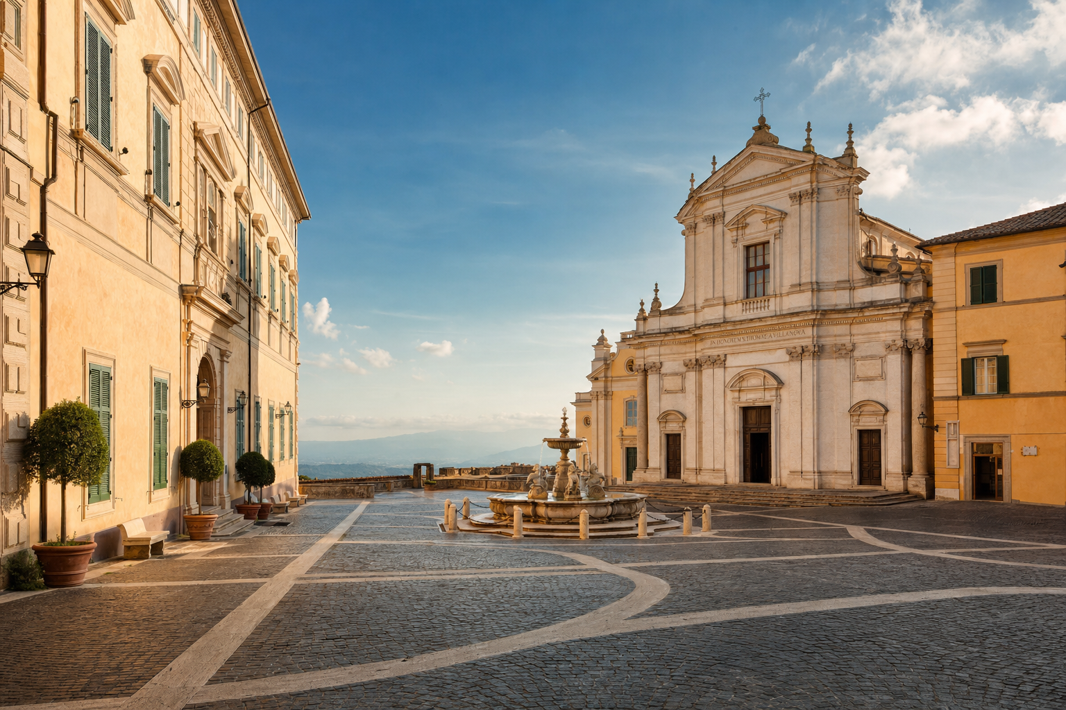 Piazza della Libertà con il Palazzo Apostolico e la Collegiata