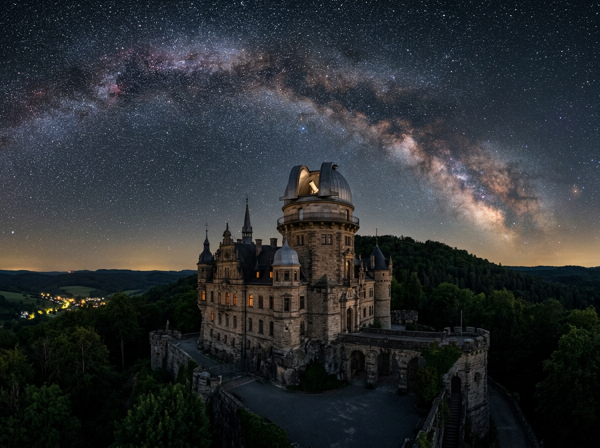 Cupola dell'Osservatorio Vaticano sotto un cielo stellato